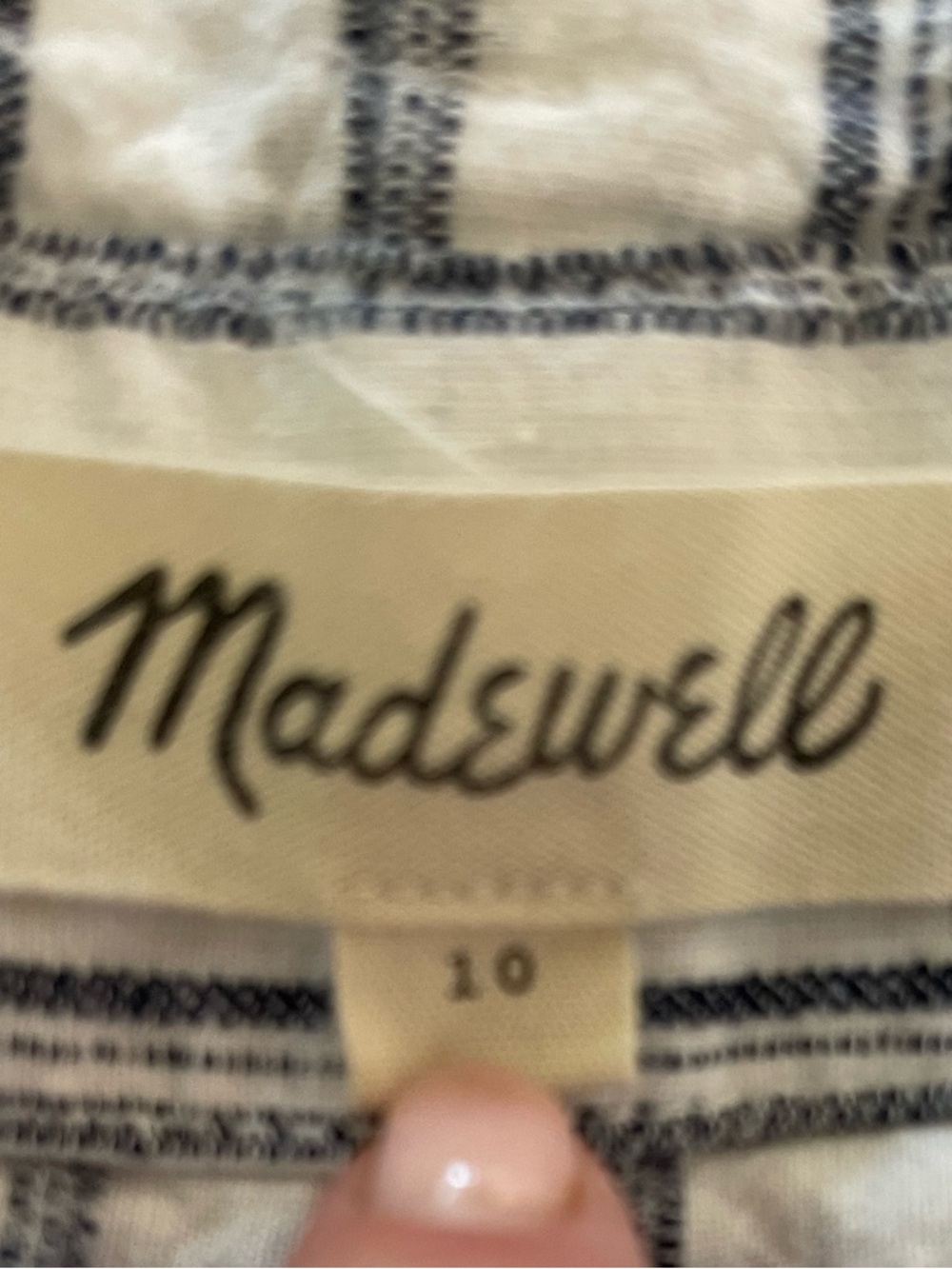 Madewell Linen Paperbag Pants Size 10 Coastal Stripe Crop Tie Waist Summer - Picture 9 of 14